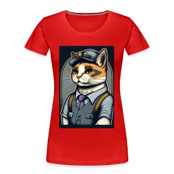 Commis aux chats - T-shirt bio Premium Femme - rouge - Devant - Mia (176cm)
