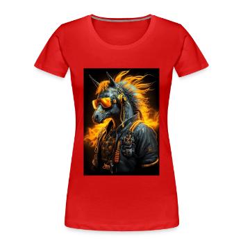 Cool Biker Horse - Women's Premium Organic T-Shirt - red - Front - Mia (176cm)