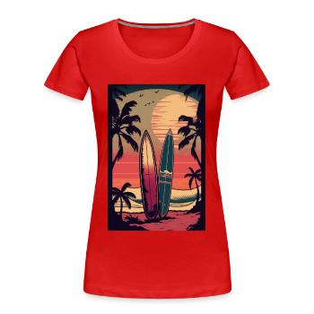 Surfen im Retro-Stil - Frauen Premium Bio T-Shirt - Rot - Vorne - Mia (176cm)