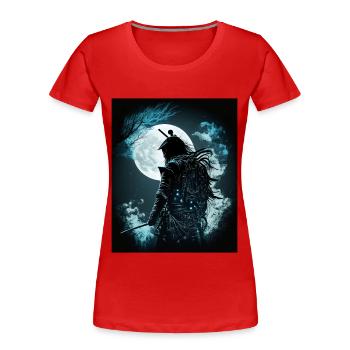 Japanischer Samurai im Mondlicht - Frauen Premium Bio T-Shirt - Rot - Vorne - Mia (176cm)