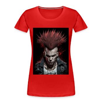 Cooler Punk mit roten Haaren - Frauen Premium Bio T-Shirt - Rot - Vorne - Mia (176cm)