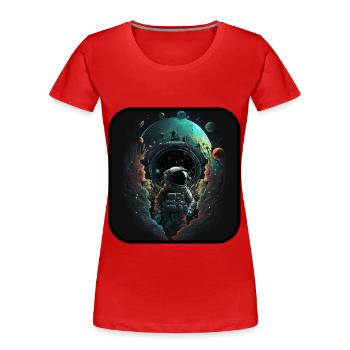 Abstract Astronaut - Women's Premium Organic T-Shirt - red - Front - Mia (176cm)
