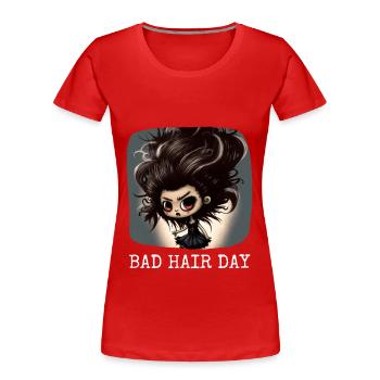 Bad Hair Day Sarcastic Design - Women's Premium Organic T-Shirt - red - Front - Mia (176cm)