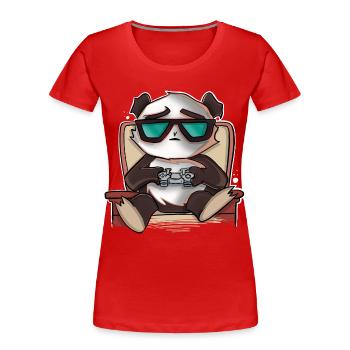 Panda Gaming Gamer Zocken Zocker - Frauen Premium Bio T-Shirt - Rot - Vorne - Mia (176cm)