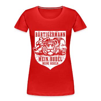 Bär Tiger Mann, Mein Rudel meine Regeln - Frauen Premium Bio T-Shirt - Rot - Vorne - Mia (176cm)