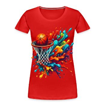 Colorful Basketball Tie Dye Color Splash Hoop Net - Women's Premium Organic T-Shirt - red - Front - Mia (176cm)