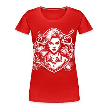 Cooles Hockey Logo Design für alle Hockeyspieler - Frauen Premium Bio T-Shirt - Rot - Vorne - Mia (176cm)