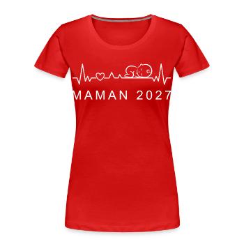 Future Maman 2027 Battement de Cœur Grossesse - Women's Premium Organic T-Shirt - red - Front - Mia (176cm)