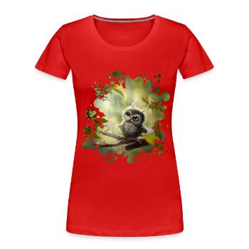 Kleine Eule - Frauen Premium Bio T-Shirt - Rot - Vorne - Mia (176cm)