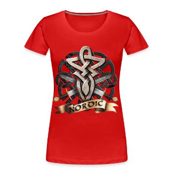 tribal_knot_viking_b - Frauen Premium Bio T-Shirt - Rot - Vorne - Mia (176cm)