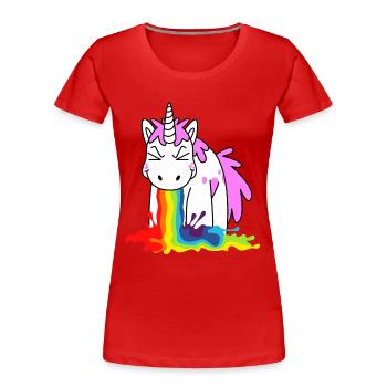 Licorne arc-en-ciel - T-shirt bio Premium Femme - rouge - Devant - Mia (176cm)