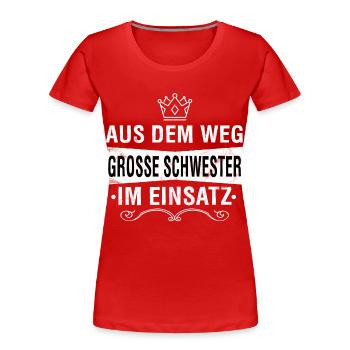 GROSSE SCHWESTER - Frauen Premium Bio T-Shirt - Rot - Vorne - Mia (176cm)