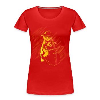 Katze Cello Geschenk - Frauen Premium Bio T-Shirt - Rot - Vorne - Mia (176cm)