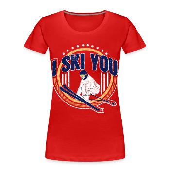 Cadeau de professeur de ski alpin - T-shirt bio Premium Femme - rouge - Devant - Mia (176cm)