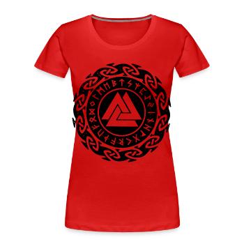 Viking Rune Valknut Wotansknoten - T-shirt bio Premium Femme - rouge - Devant - Mia (176cm)