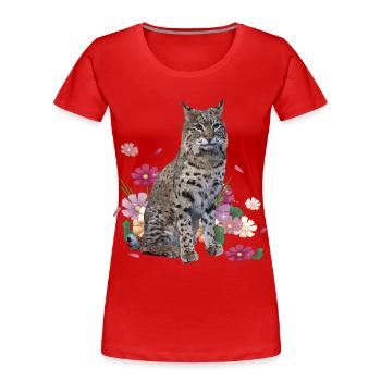 Luchs - Frauen Premium Bio T-Shirt - Rot - Vorne - Mia (176cm)