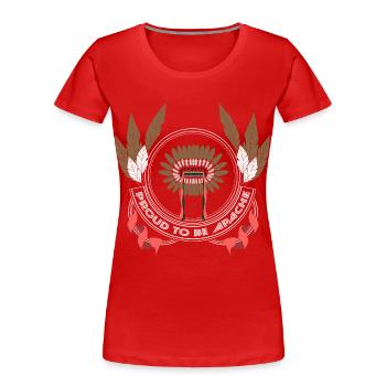 Native Indian Feathers - Women's Premium Organic T-Shirt - red - Front - Mia (176cm)