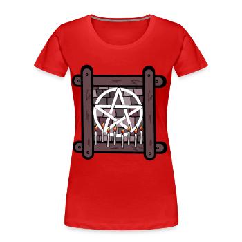 Okkult Spirituell Satan Ritual Teufel Pentagramm - Frauen Premium Bio T-Shirt - Rot - Vorne - Mia (176cm)