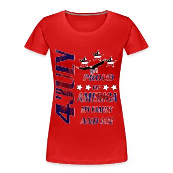 4.Juli. Unabhängigkeitstag. Nur hier. - Frauen Premium Bio T-Shirt - Rot - Vorne - Mia (176cm)