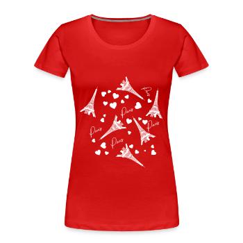 Eiffel Tower Paris France Bonjour - Women's Premium Organic T-Shirt - red - Front - Mia (176cm)