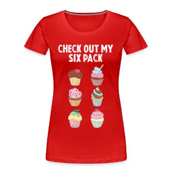 Muffin Sixpack Muffins Sweet Pastries - Women's Premium Organic T-Shirt - red - Front - Mia (176cm)