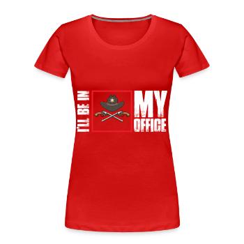 Sheriff Revolver Sheriffstern im Büro - Frauen Premium Bio T-Shirt - Rot - Vorne - Mia (176cm)