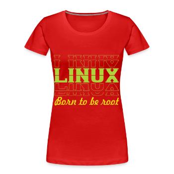 Linux Retro Vintage Born to be Root for Nerds - Women's Premium Organic T-Shirt - red - Front - Mia (176cm)