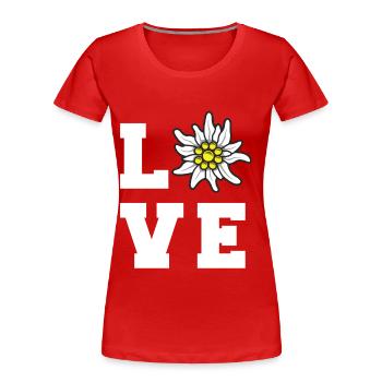 Edelweiß LOVE Alpen Berge Alpen-Edelweiß Wandern - Frauen Premium Bio T-Shirt - Rot - Vorne - Mia (176cm)