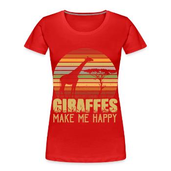 Girafes Bonheur Afrique Safari Savannah - T-shirt bio Premium Femme - rouge - Devant - Mia (176cm)