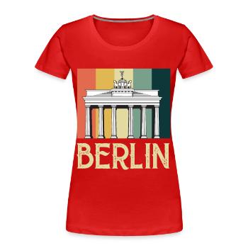 Berlin Vintage Brandenburger Tor Deutschland - Frauen Premium Bio T-Shirt - Rot - Vorne - Mia (176cm)