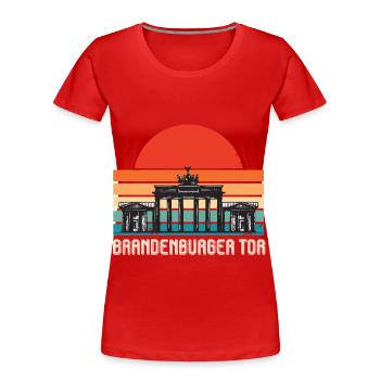 Brandenburger Tor Sunrise Berlin Deutschland - Frauen Premium Bio T-Shirt - Rot - Vorne - Mia (176cm)