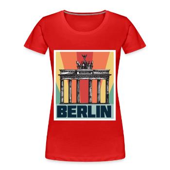 Berlin Antik Brandenburger Tor Deutschland - Frauen Premium Bio T-Shirt - Rot - Vorne - Mia (176cm)