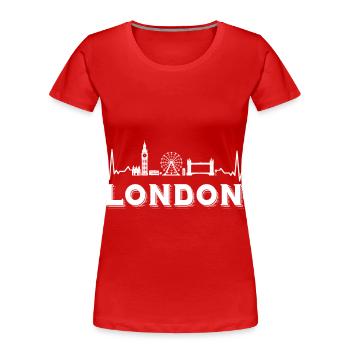 London Herzschlag Big Ben Riesenrad UK - Frauen Premium Bio T-Shirt - Rot - Vorne - Mia (176cm)