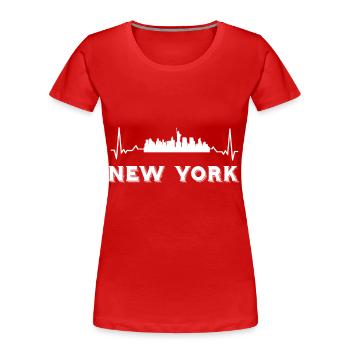 New York Herzschlag NYC Big Apple Freiheitsstatue - Frauen Premium Bio T-Shirt - Rot - Vorne - Mia (176cm)