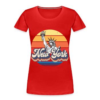 New York Retro Freiheitsstatue Skyline Big Apple - Frauen Premium Bio T-Shirt - Rot - Vorne - Mia (176cm)