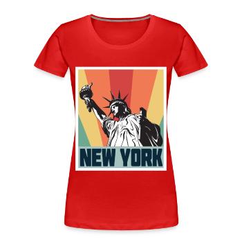 Statue of Liberty New York Liberty Island Big Apple - Women's Premium Organic T-Shirt - red - Front - Mia (176cm)