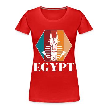 Anubis Egypte Sphinx Pyramide de Gizeh - T-shirt bio Premium Femme - rouge - Devant - Mia (176cm)