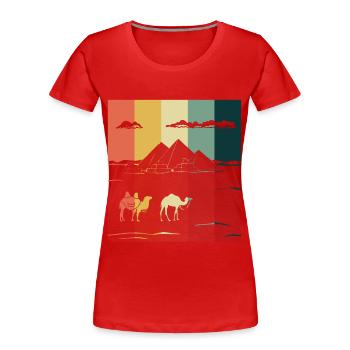 Camel Gizeh Pyramide Egypte Sphinx Anubis - T-shirt bio Premium Femme - rouge - Devant - Mia (176cm)