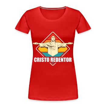 Cristo Redentor Statue du Christ Rédempteur Rio Brésil - T-shirt bio Premium Femme - rouge - Devant - Mia (176cm)