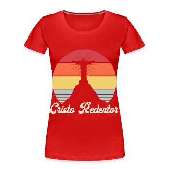 Cristo Redentor Christ Brésil Église - T-shirt bio Premium Femme - rouge - Devant - Mia (176cm)