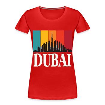 Skyline Dubai Burj Khalifa Emirate Retro VAE - Frauen Premium Bio T-Shirt - Rot - Vorne - Mia (176cm)
