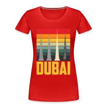 Dubai Skyscraper Burj Khalifa Retro UAE - Women's Premium Organic T-Shirt - red - Front - Mia (176cm)