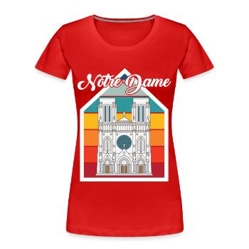Nostalgie Cathédrale Notre-Dame de Paris Français - T-shirt bio Premium Femme - rouge - Devant - Mia (176cm)