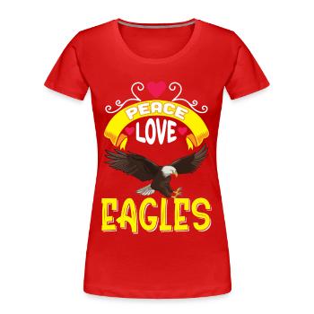 Eagle Peace Love Ornithologie Fauconnerie - T-shirt bio Premium Femme - rouge - Devant - Mia (176cm)