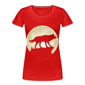 Vollmond Wolf Rudel Wolfsrudel - Frauen Premium Bio T-Shirt - Rot - Vorne - Mia (176cm)