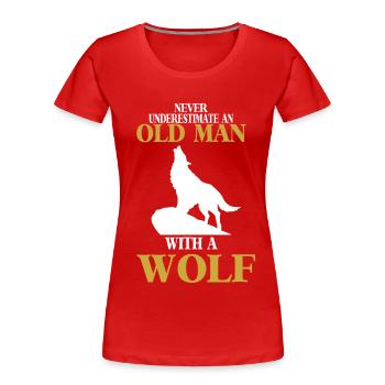 Wolf with old man full moon Wolf pack - Women's Premium Organic T-Shirt - red - Front - Mia (176cm)