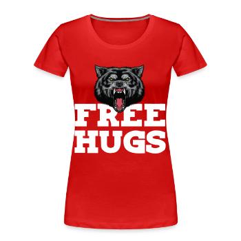 Wolf Umarmung Wildhund Vollmond Wolfsrudel - Frauen Premium Bio T-Shirt - Rot - Vorne - Mia (176cm)