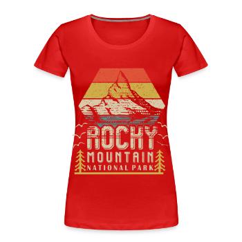 Rocky Mountains Souvenir Nationalpark Wandern Camp - Frauen Premium Bio T-Shirt - Rot - Vorne - Mia (176cm)