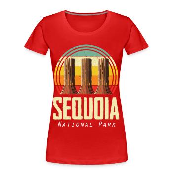 Parc national de Sequoia Sequoias Randonnée Nature Cam - T-shirt bio Premium Femme - rouge - Devant - Mia (176cm)