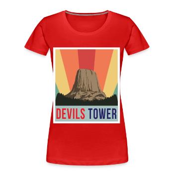 Wyoming Devils Tower National Monument Hiking Nature - Women's Premium Organic T-Shirt - red - Front - Mia (176cm)